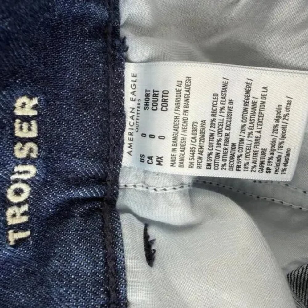American Eagle  AE Denim Trousers Wide Leg High Rise Dark Wash 0 Short - Picture 9 of 10